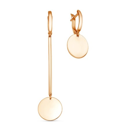 Earrings "minimal" asymmetry, gilding
