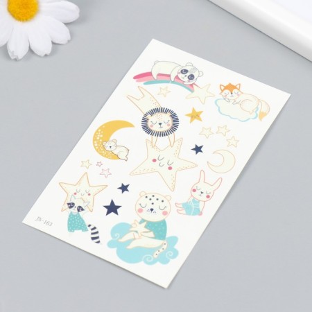 Tattoo on the body phosphorus "Sleeping animals" 12x7.5 cm-2
