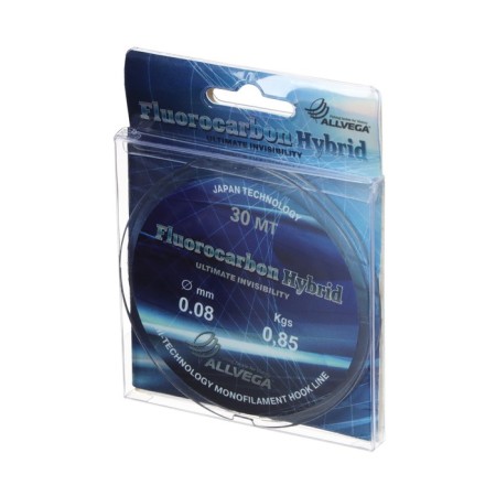 Monophile Flap ALLVEGA FLUOROCARBON HYBRID, diameter 0.08 mm, test 0.85 kg, 30 m, fluorocarbon 65%-1
