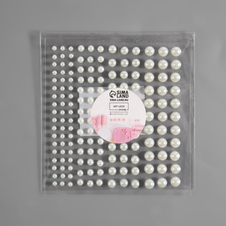 Pearls self -adhesive, d = 3/4/5/6 mm, 165 pcs on the sheet on the sheet, the color is white-6