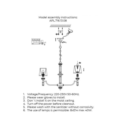 Suspended chandelier Patricia E14 320W-11