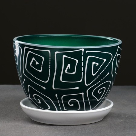 Pot floral abstraction green 1.65 liters-5
