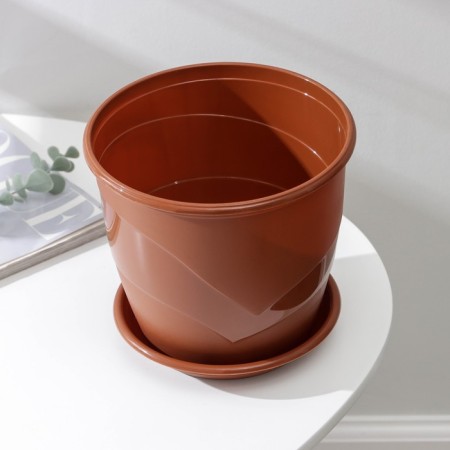 Pot for flowers with the Podon Venice, 3.1 L, D = 19 cm, Terracotta color-2