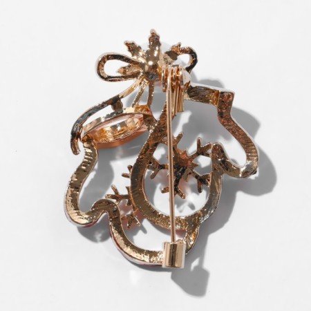 New Year! New Year's Brooch "Mittens" contour, colored in gold-3