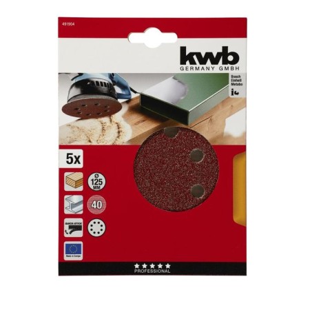 Circle of grinding kwb, d = 125 mm, K40, Velcro, aluminum oxide, 5 pcs-1