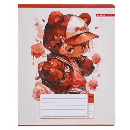 Notebook 12 sheets in a cage "with ears", cover cover, texture, mix-5