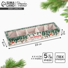 Box for 5 sweets with cells “Happy New Year!”, 6 x 23 x 3 cm, New Year