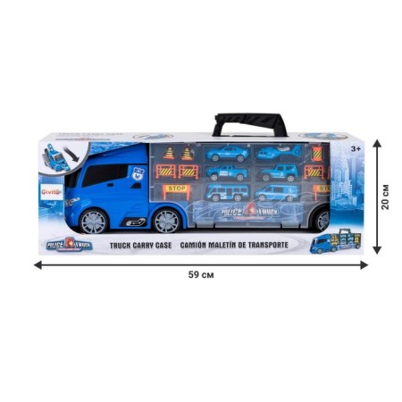 Auto -Vorot Case Givito "Police Plot", with cars, with tunnel, blue color, 51.5 cm-6