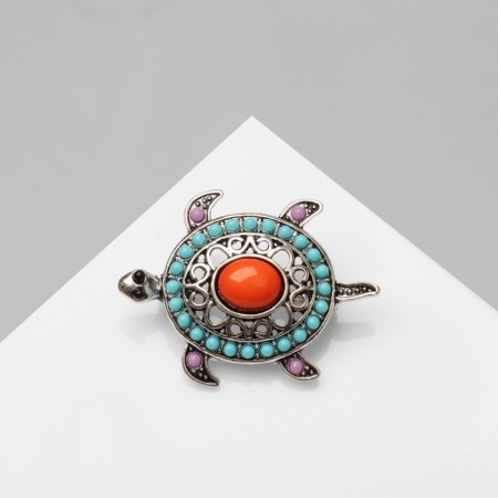 Brooch ethnic "Turtle", ethnic, color in silver-1
