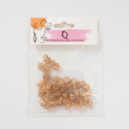 Bead hats (set 50pcs), SM-091, 8 × 10 mm, color gold-1