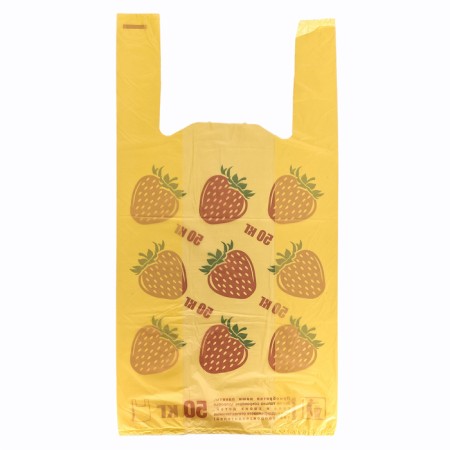 Package Polyethylene T -shirt 28 + 16 x 55 cm 16 μm yellow "Berry"-1