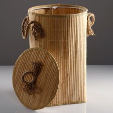Bellya basket, with a lid and handles, folding, 33 × 50 cm, bamboo, jute