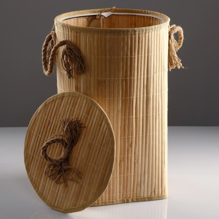 Bellya basket, with a lid and handles, folding, 33 × 50 cm, bamboo, jute