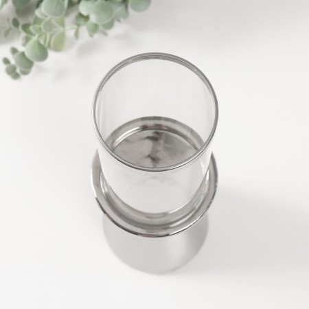 Ceramics candlestick, glass for 1 candle "surface" d = 8 cm silver 10x10x29.5 cm-2