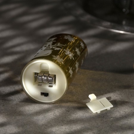 LED figure "Golden candle with a snowman" 5 × 9 × 5 cm, plastic, batteries AG13x3, glow warm white-2
