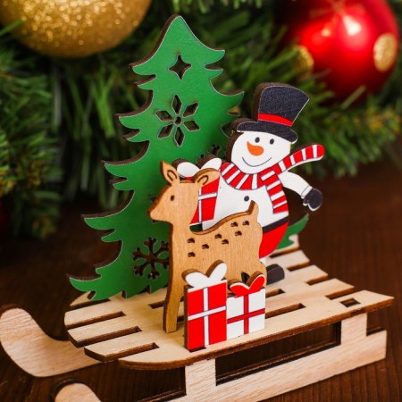 Decor "Snowman with a deer on a sleigh"-2