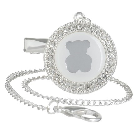 Set: Nipple - Orthodontic dummy with the holder "Bear", with a cap, from 6 months, silver, rhinestones-8
