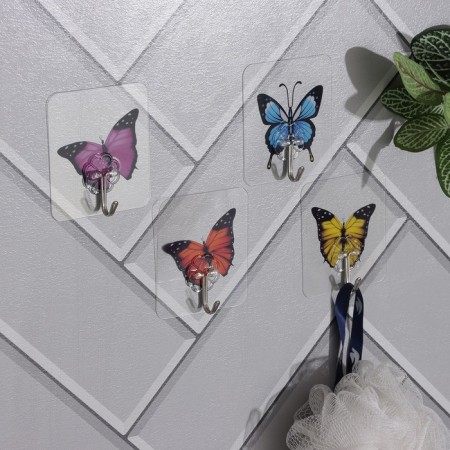 Velcro hook "Butterflies", 4 pcs, color and pattern mix-1