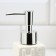 A dispenser for liquid soap with a sponge and a brush for dishes, white, 16 x 12 x 4 cm.