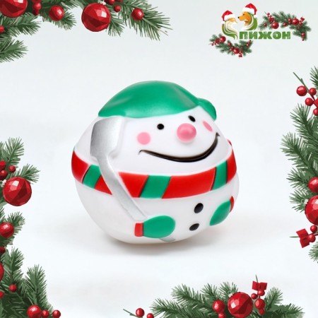 New Year. Baty Bed for dogs "Funny Snowman", vinyl, 8.5 x 8 cm