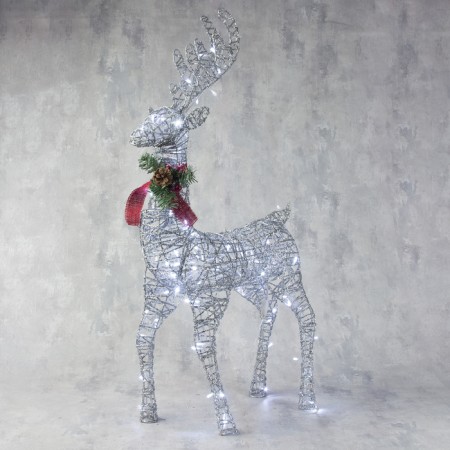 LED figure "silver deer" 50 × 85 × 18 cm, metal, 220 V, glow of white
