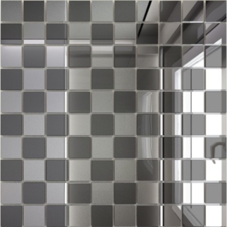 Silver mirror mosaic (50%) + “graphite” (50%) with a chip 25x25 mm