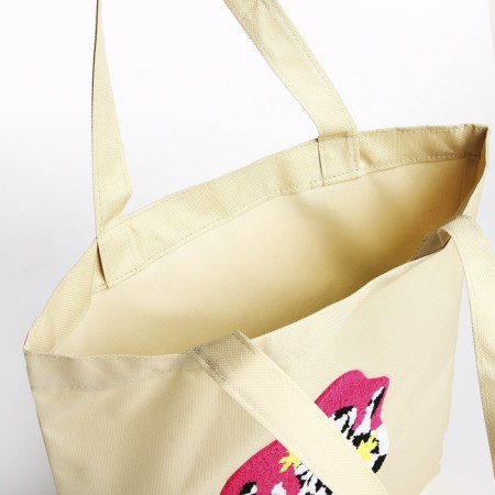 Textile choper with embroidery Smile, 40x35 cm, beige color-8