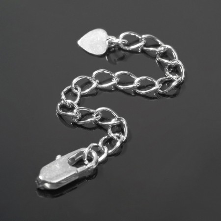 Castle-Karabin (1.1 × 0.4 cm) with an extension cm 5.4 cm "heart" small (set 3 pcs.), Color silver