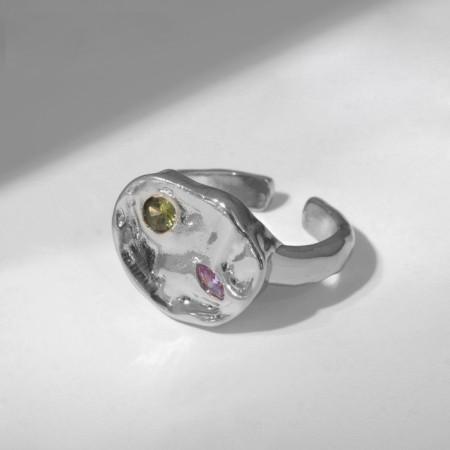 Ring "Roman Lines", purple-pink color in silver, dimensionless-2