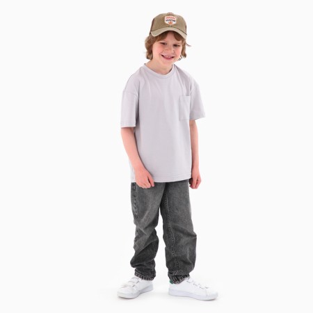 Baby cap for a boy with a grid Adventure, Jeans, Rr. 52-54, 5-7 years old-12