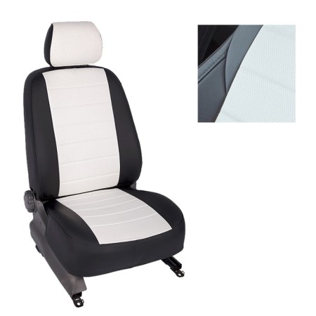 Autorekhly for Skoda Rapid, (40/60), with the rear armrest, 2018-n, white, eco-leather, set 73277