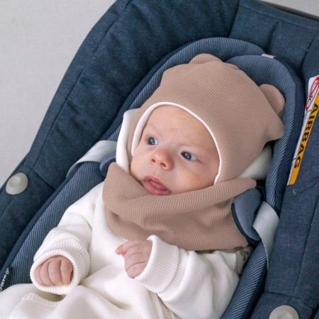 Kinderlitto Orsetto Kinderlitto kit, 2 items: hat, snood, age 0-3 months, beige color-1