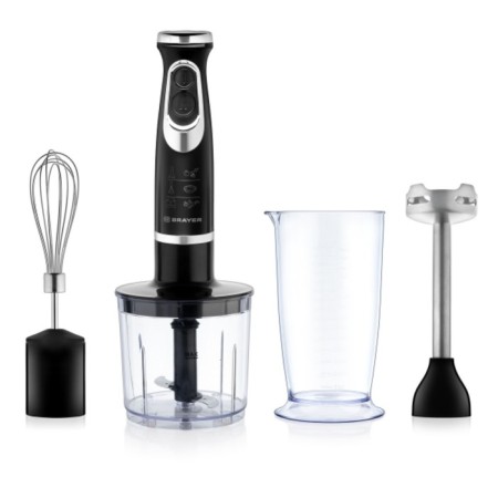 Submarine blender Brayer 1240br, 800 watts, stainless blades, 2 speeds, 2 nozzles, black