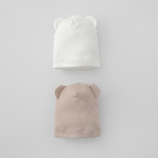 A hat with a lapel and ears children's kinderlitto “Kapuchino”, age 6-12 months, 2 pcs
