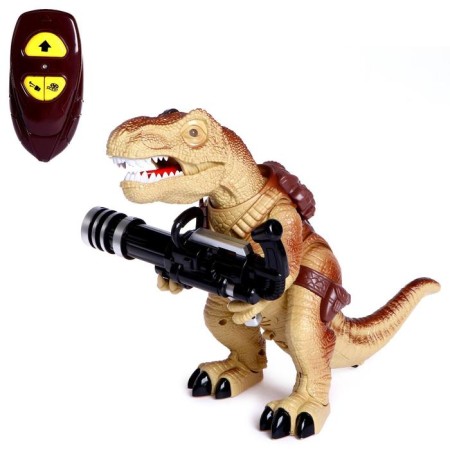 The dinosaur radio-controlled T-Rex, shoots missiles, works from batteries, mix
