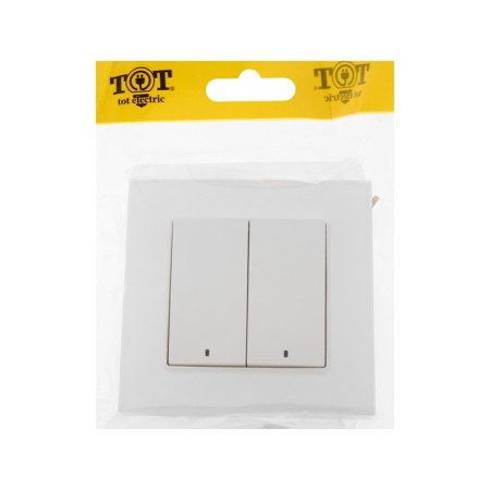 Tot Matte Glass switch, 10 a, 2 cl., With backlight, hidden, glass, white-5