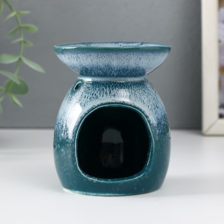 Aroma lamp ceramics "Field flower" white-blue 7.5x7.5x9.3 cm-3
