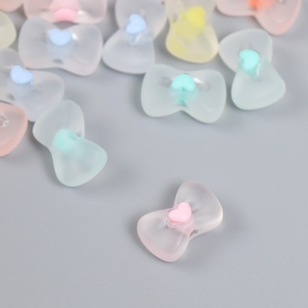 Plastic beads "Bow with a colored middle" matte mix 1.6x1x0.8 cm-1