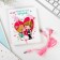 Headphones on the postcard, "love", vacuum, pink