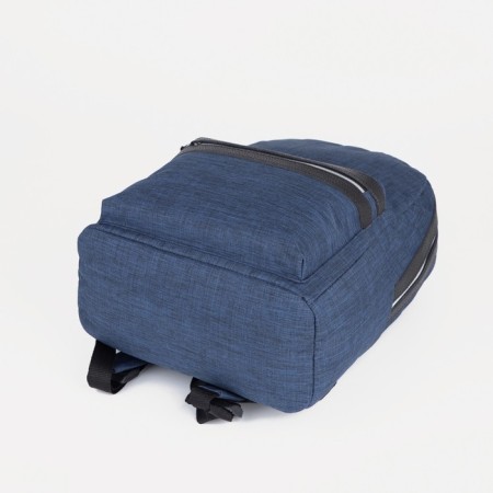 A backpack with a zipper, "saxi", outer pocket, blue color-3