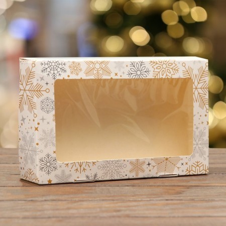 Folding box "Snowflake", 20 x 12 x 4 cm with a window
