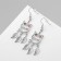 Emall earrings "cat" with leaves, colored in silver