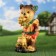 Garden figure "Bear with a spoon" Red, 43x22x23cm