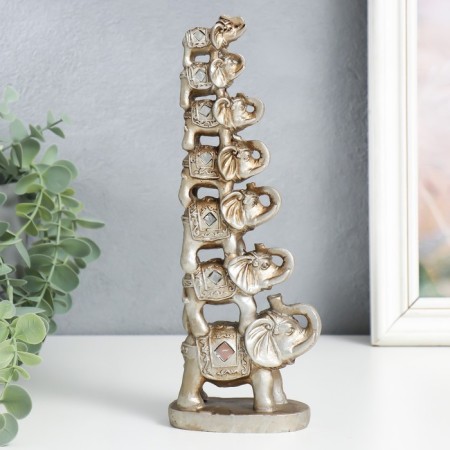 Polystone souvenir "Seven elephants in the pyramid" silver 5.5x9x24 cm-3