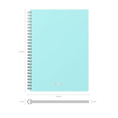 Notebook A5, 80 sheets in the cage on the crest Erichkrause "Pastel Mint", plastic cover, embossing "sand", block offset, white 100%, mint-3