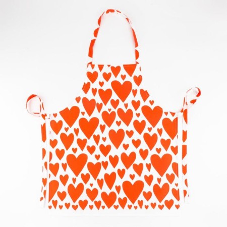 Apron "Ethel" Red Hearts 60x65cm, 100% cotton, sarzha 190 g/m2-3
