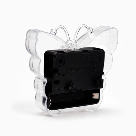 Clock - alarm clock "butterfly", discrete move, dial 5.5 cm, 9 x 8 cm, aa, white