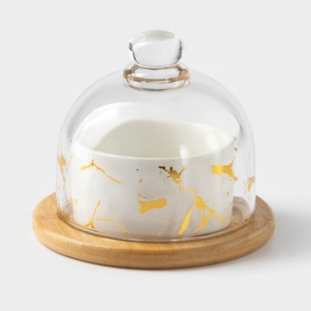 Ceramic “Marbl”, 150 ml, d = 8 cm, with a stand and a lid