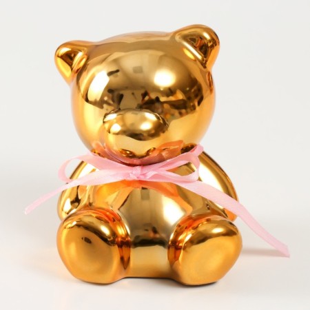 Piggy bank Ceramics "Mishutka with Bantik" gold 9x8x9.8 cm-4