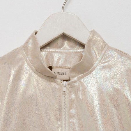 Jacket (bomber) children's minku: casual collection kids beige color, height 122-6
